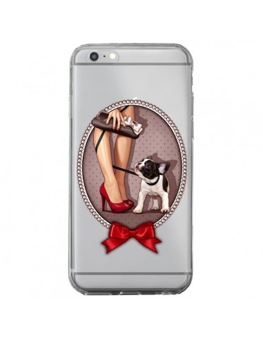 Coque iPhone 6 Plus et 6S Plus Lady Jambes Chien Bulldog Dog Pois Noeud Papillon Transparente - Maryline Cazenave