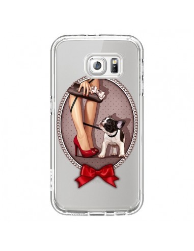 Coque Lady Jambes Chien Bulldog Dog Pois Noeud Papillon Transparente pour Samsung Galaxy S6 - Maryline Cazenave
