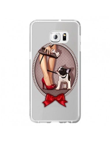 Coque Lady Jambes Chien Bulldog Dog Pois Noeud Papillon Transparente pour Samsung Galaxy S6 Edge Plus - Maryline Cazenave