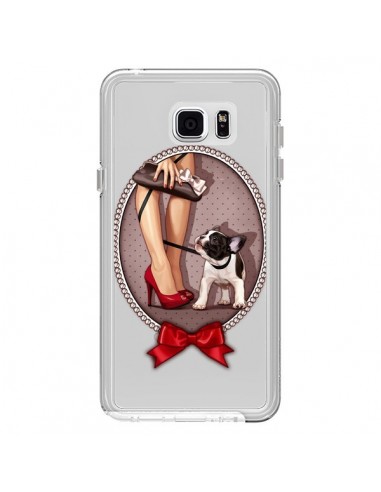 Coque Lady Jambes Chien Bulldog Dog Pois Noeud Papillon Transparente pour Samsung Galaxy Note 5 - Maryline Cazenave