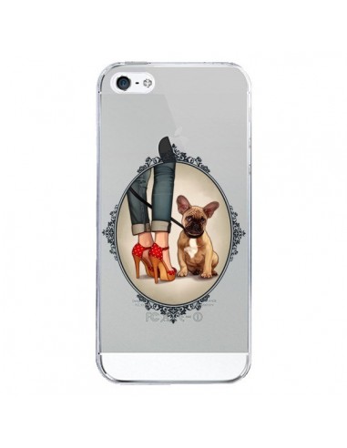 Coque iPhone 5/5S et SE Lady Jambes Chien Bulldog Dog Transparente - Maryline Cazenave