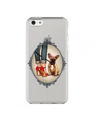 Coque iPhone 5C Lady Jambes Chien Bulldog Dog Transparente - Maryline Cazenave