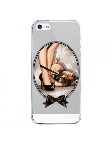 Coque iPhone 5/5S et SE Lady Jambes Chien Bulldog Dog Noeud Papillon Transparente - Maryline Cazenave