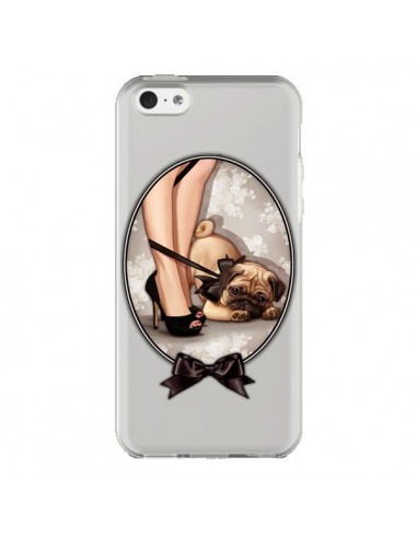 Coque iPhone 5C Lady Jambes Chien Bulldog Dog Noeud Papillon Transparente - Maryline Cazenave