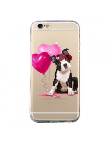 Coque iPhone 6 et 6S Chien Dog Ballon Lunettes Coeur Rose Transparente - Maryline Cazenave