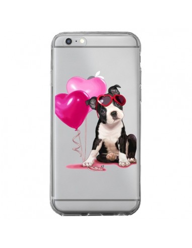 Coque iPhone 6 Plus et 6S Plus Chien Dog Ballon Lunettes Coeur Rose Transparente - Maryline Cazenave