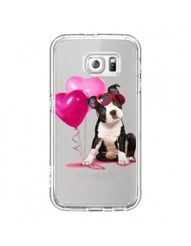 Coque Chien Dog Ballon Lunettes Coeur Rose Transparente pour Samsung Galaxy S6 - Maryline Cazenave