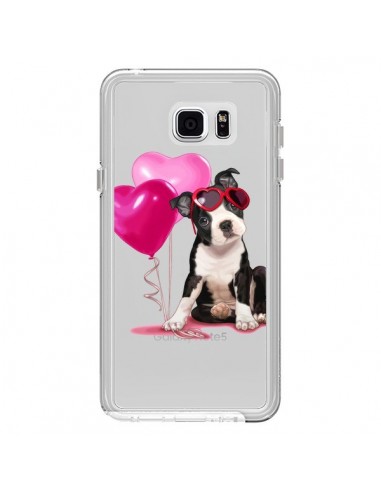 Coque Chien Dog Ballon Lunettes Coeur Rose Transparente pour Samsung Galaxy Note 5 - Maryline Cazenave