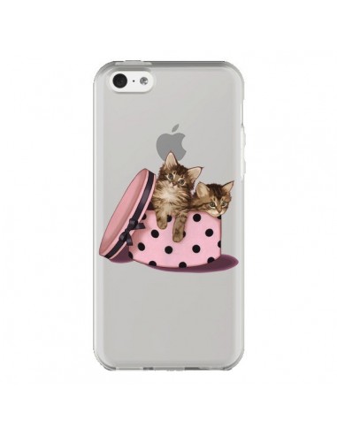 Coque iPhone 5C Chaton Chat Kitten Boite Pois Transparente - Maryline Cazenave