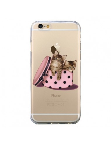 Coque iPhone 6 et 6S Chaton Chat Kitten Boite Pois Transparente - Maryline Cazenave