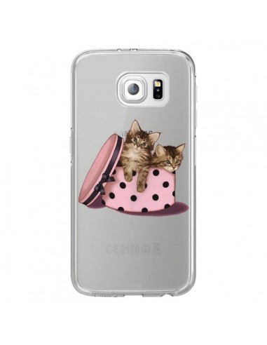Coque Chaton Chat Kitten Boite Pois Transparente pour Samsung Galaxy S6 Edge - Maryline Cazenave