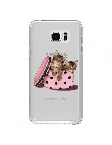 Coque Chaton Chat Kitten Boite Pois Transparente pour Samsung Galaxy Note 5 - Maryline Cazenave