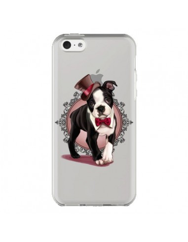 Coque iPhone 5C Chien Bulldog Dog Gentleman Noeud Papillon Chapeau Transparente - Maryline Cazenave