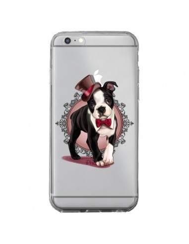 Coque iPhone 6 Plus et 6S Plus Chien Bulldog Dog Gentleman Noeud Papillon Chapeau Transparente - Maryline Cazenave