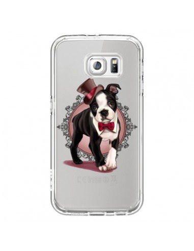 Coque Chien Bulldog Dog Gentleman Noeud Papillon Chapeau Transparente pour Samsung Galaxy S6 - Maryline Cazenave