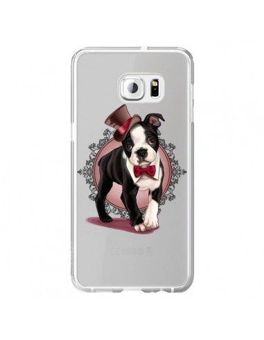Coque Chien Bulldog Dog Gentleman Noeud Papillon Chapeau Transparente pour Samsung Galaxy S6 Edge Plus - Maryline Cazenave