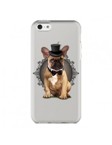 Coque iPhone 5C Chien Bulldog Noeud Papillon Chapeau Transparente - Maryline Cazenave