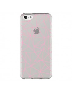 Coque iPhone 5C Lignes Triangle Rose Transparente -...