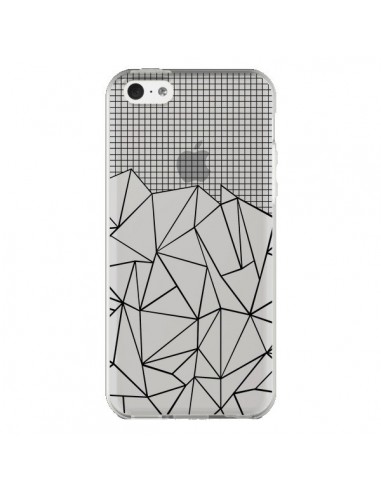 Coque iPhone 5C Lignes Grille Grid Abstract Noir Transparente - Project M