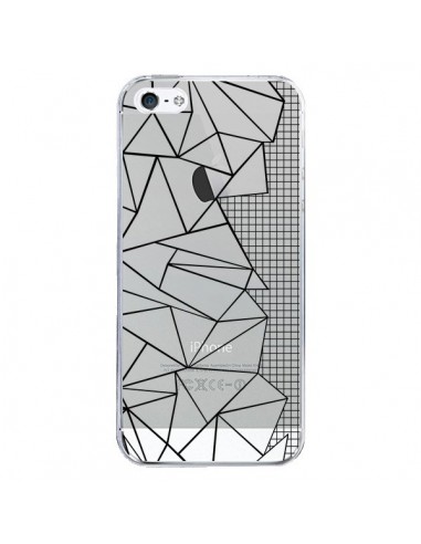 Coque iPhone 5/5S et SE Lignes Grilles Side Grid Abstract Noir Transparente - Project M