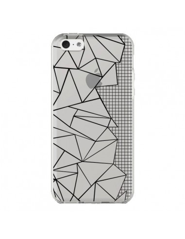 Coque iPhone 5C Lignes Grilles Side Grid Abstract Noir Transparente - Project M