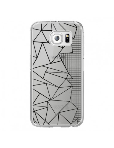 Coque Lignes Grilles Side Grid Abstract Noir Transparente pour Samsung Galaxy S6 Edge - Project M