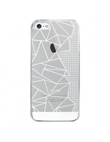 Coque iPhone 5/5S et SE Lignes Grilles Side Grid Abstract Blanc Transparente - Project M