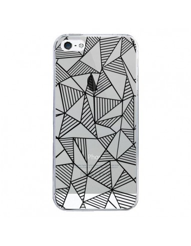 Coque iPhone 5/5S et SE Lignes Grilles Triangles Grid Abstract Noir Transparente - Project M
