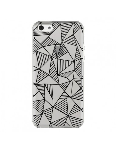 Coque iPhone 5C Lignes Grilles Triangles Grid Abstract Noir Transparente - Project M