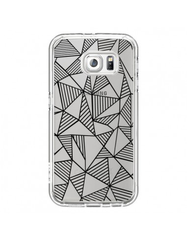 Coque Lignes Grilles Triangles Grid Abstract Noir Transparente pour Samsung Galaxy S6 - Project M