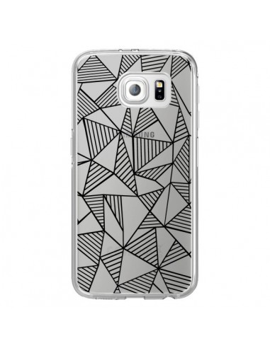 Coque Lignes Grilles Triangles Grid Abstract Noir Transparente pour Samsung Galaxy S6 Edge - Project M