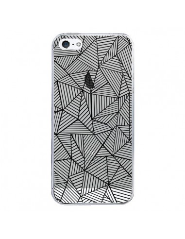 Coque iPhone 5/5S et SE Lignes Grilles Triangles Full Grid Abstract Noir Transparente - Project M