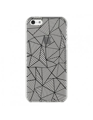 Coque iPhone 5C Lignes Grilles Triangles Full Grid Abstract Noir Transparente - Project M