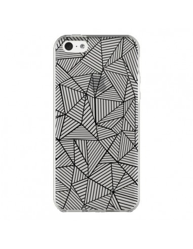 Coque iPhone 5C Lignes Grilles Triangles Full Grid Abstract Noir Transparente - Project M