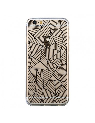 Coque iPhone 6 et 6S Lignes Grilles Triangles Full Grid Abstract Noir Transparente - Project M