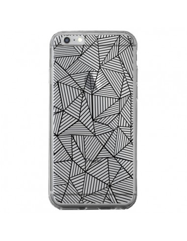 Coque iPhone 6 Plus et 6S Plus Lignes Grilles Triangles Full Grid Abstract Noir Transparente - Project M