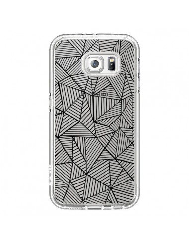 Coque Lignes Grilles Triangles Full Grid Abstract Noir Transparente pour Samsung Galaxy S6 - Project M