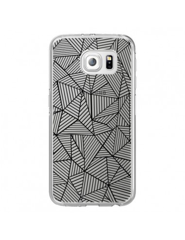 Coque Lignes Grilles Triangles Full Grid Abstract Noir Transparente pour Samsung Galaxy S6 Edge - Project M