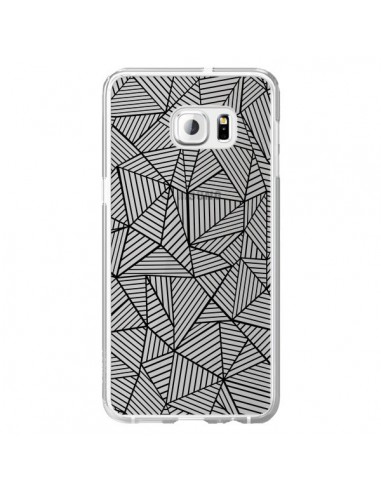 Coque Lignes Grilles Triangles Full Grid Abstract Noir Transparente pour Samsung Galaxy S6 Edge Plus - Project M