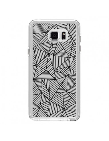 Coque Lignes Grilles Triangles Full Grid Abstract Noir Transparente pour Samsung Galaxy Note 5 - Project M