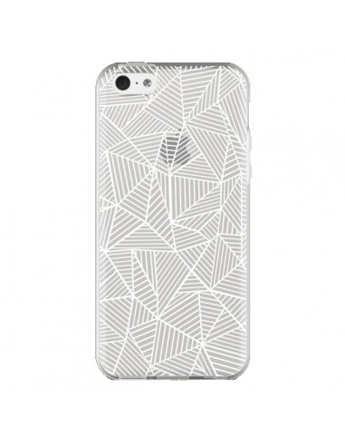 Coque iPhone 5C Lignes Grilles Triangles Full Grid Abstract Blanc Transparente - Project M
