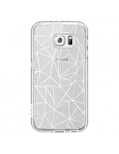 Coque Lignes Grilles Triangles Full Grid Abstract Blanc Transparente pour Samsung Galaxy S6 - Project M