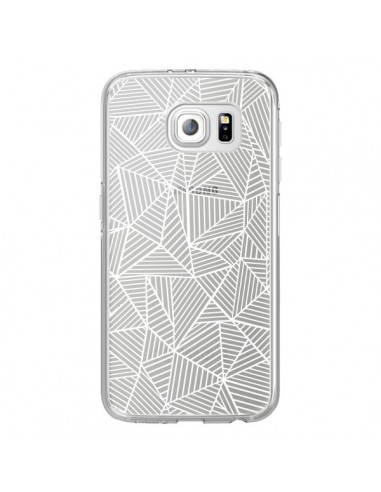 Coque Lignes Grilles Triangles Full Grid Abstract Blanc Transparente pour Samsung Galaxy S6 Edge - Project M