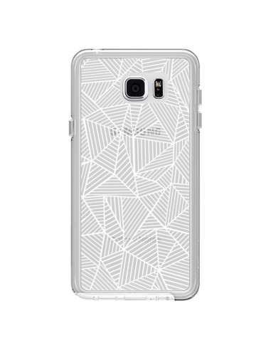 Coque Lignes Grilles Triangles Full Grid Abstract Blanc Transparente pour Samsung Galaxy Note 5 - Project M