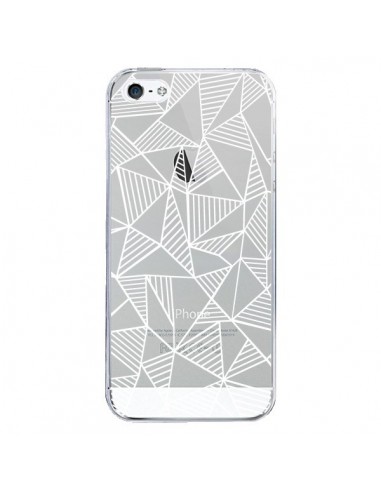 Coque iPhone 5/5S et SE Lignes Grilles Triangles Grid Abstract Blanc Transparente - Project M