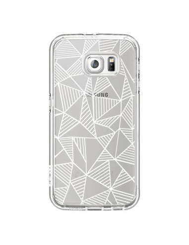 Coque Lignes Grilles Triangles Grid Abstract Blanc Transparente pour Samsung Galaxy S6 - Project M