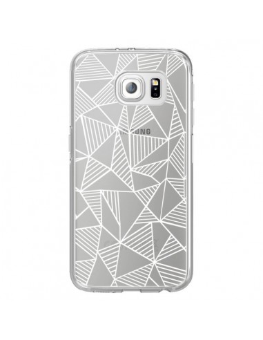 Coque Lignes Grilles Triangles Grid Abstract Blanc Transparente pour Samsung Galaxy S6 Edge - Project M