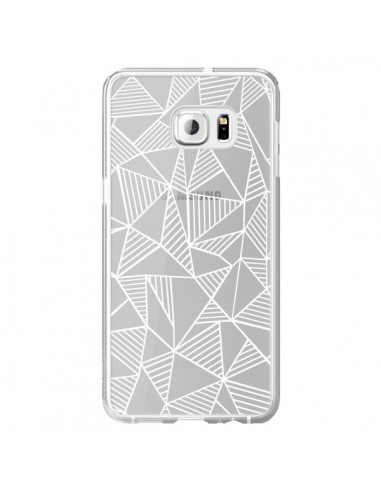 Coque Lignes Grilles Triangles Grid Abstract Blanc Transparente pour Samsung Galaxy S6 Edge Plus - Project M