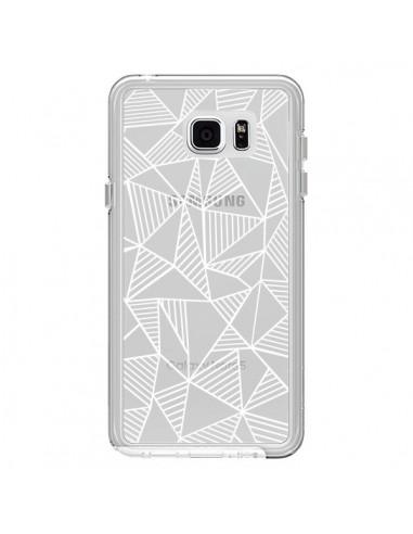Coque Lignes Grilles Triangles Grid Abstract Blanc Transparente pour Samsung Galaxy Note 5 - Project M