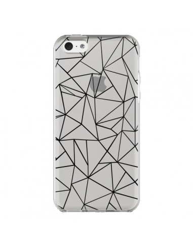 Coque iPhone 5C Lignes Triangles Grid Abstract Noir Transparente - Project M